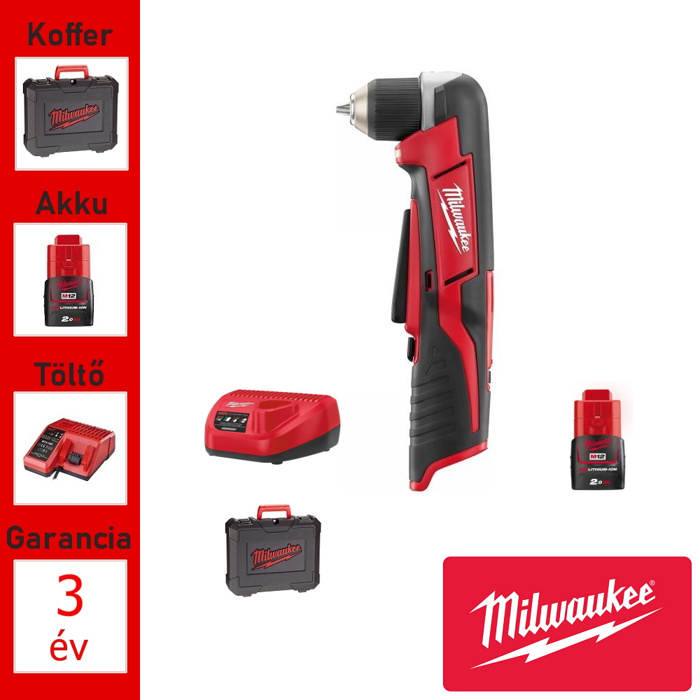 Milwaukee 12V akkus sarokcsavarozó géptest 12Nm + 2db akku. töltő
